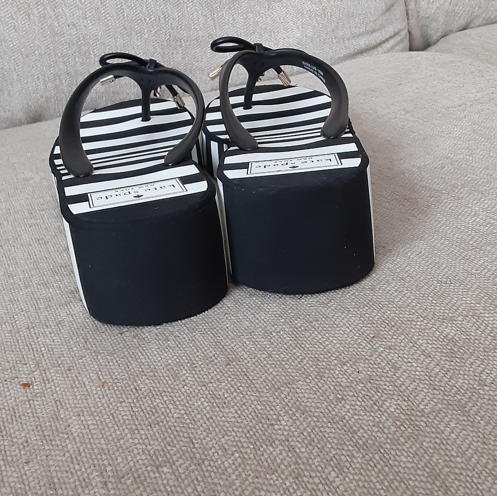 Kate Spade Black and White Striped Women's Sandals - Picture 8 of 11